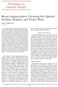 Augmentation mammaire choix de l'incision implant et position implant