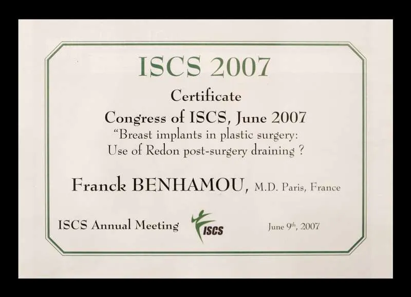 Certificat presentation ISCS 2007