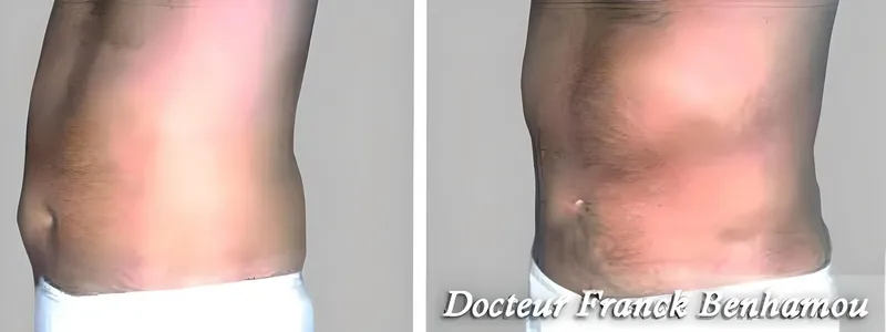 Photo avant après lipoaspiration abdomen chez l'homme