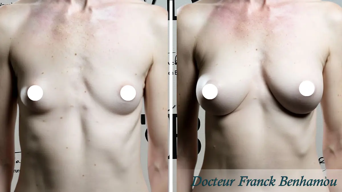 Photo avant/après augmentation mammaire de 325 cc
