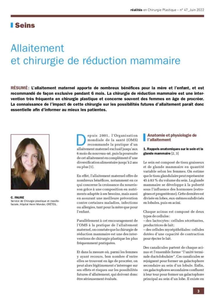 Allaitement et chirurgie de réduction mammaire