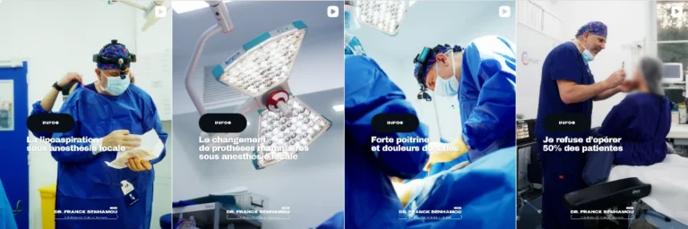 Vidéos instagram d'information en chirurgie esthétique.